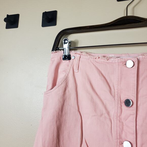 Elizabeth and James Merritt Button Front Midi Skirt in Pink Size 2 - Picture 3 of 10